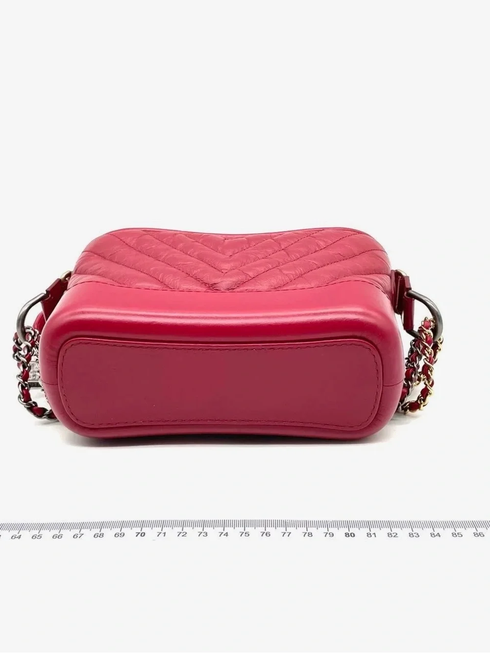 CHANEL Burgundy Quilted Chevron Leather Shoulder Bag with Gold CC Charm